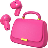 ANCwear Hot Pink Wireless Earbuds, Mini Handbag Charging Case, 22H Playtime Bluetooth 5.3, 13mm Drivers, 3.5g Earbuds, Touch Controls & 26 DIY Stickers for Music, Calls and Gifts