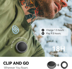 ANCwear Wearable Bluetooth Speaker with Clip, 3-Way Portable Mini Speaker 60g wearable speaker for work, walking and travel with wristband, clip and hanger, IPX6 splash resistance and 9.5H playtime