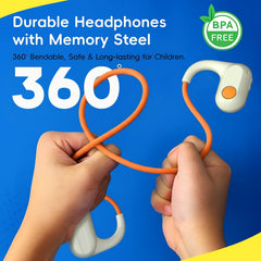 ANCwear Kids Open Ear Headphones, 85dB Volume Limit, Ages 5+ 17g air conduction design with IPX6 water resistance, mic, magnetic charging and 10H battery for school, sports and travel