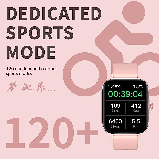 ANCwear 107--1.83" Display/ Heart Rate Sleep Monitor/IP68 Waterproof/120+ Sports Modes