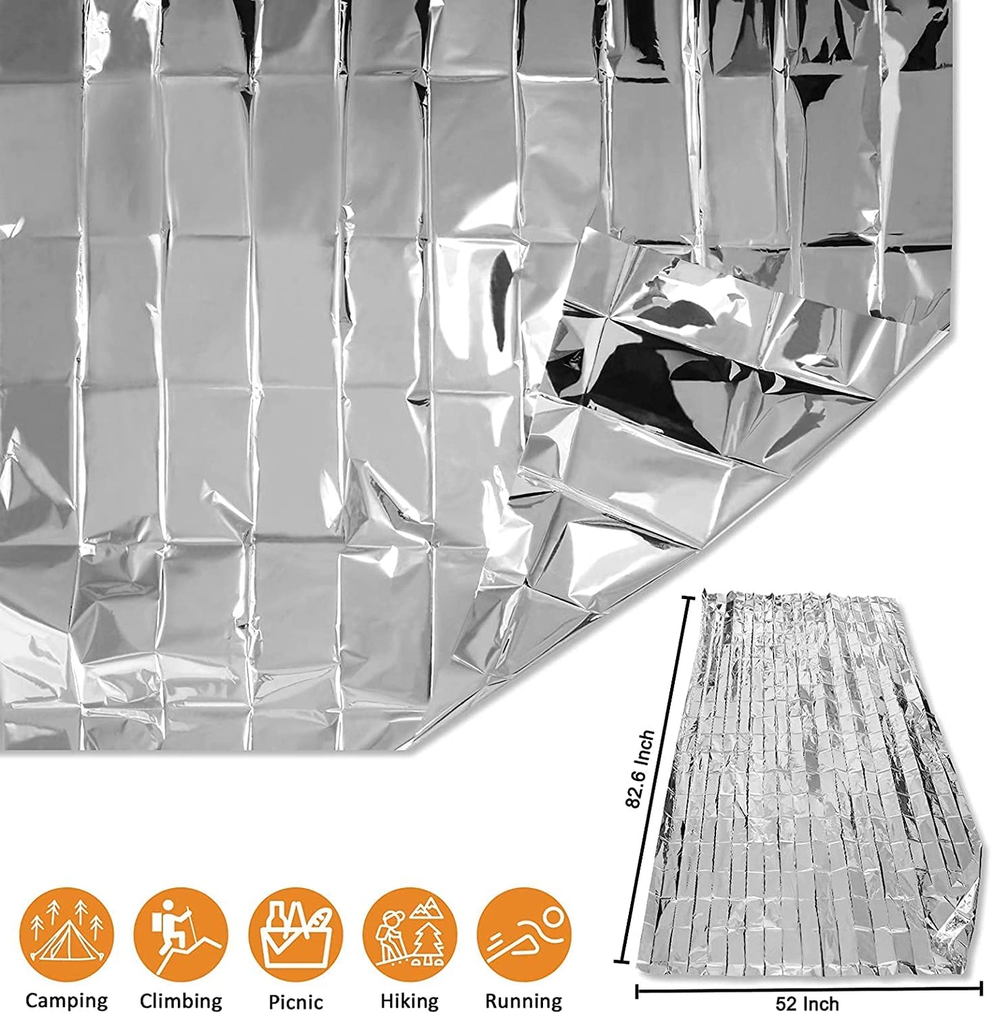 ANCwear Emergency Blankets 52"x82" for Outdoors,Hiking,Survival or First Aid
