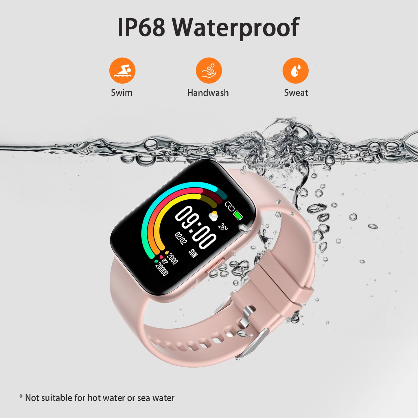 ANCwear 207-1.78" Touch Screen/24H Heart Rate& Sleep Monitor/IP68 Waterproof /24 Sports Modes/Compatible Andriod iOS