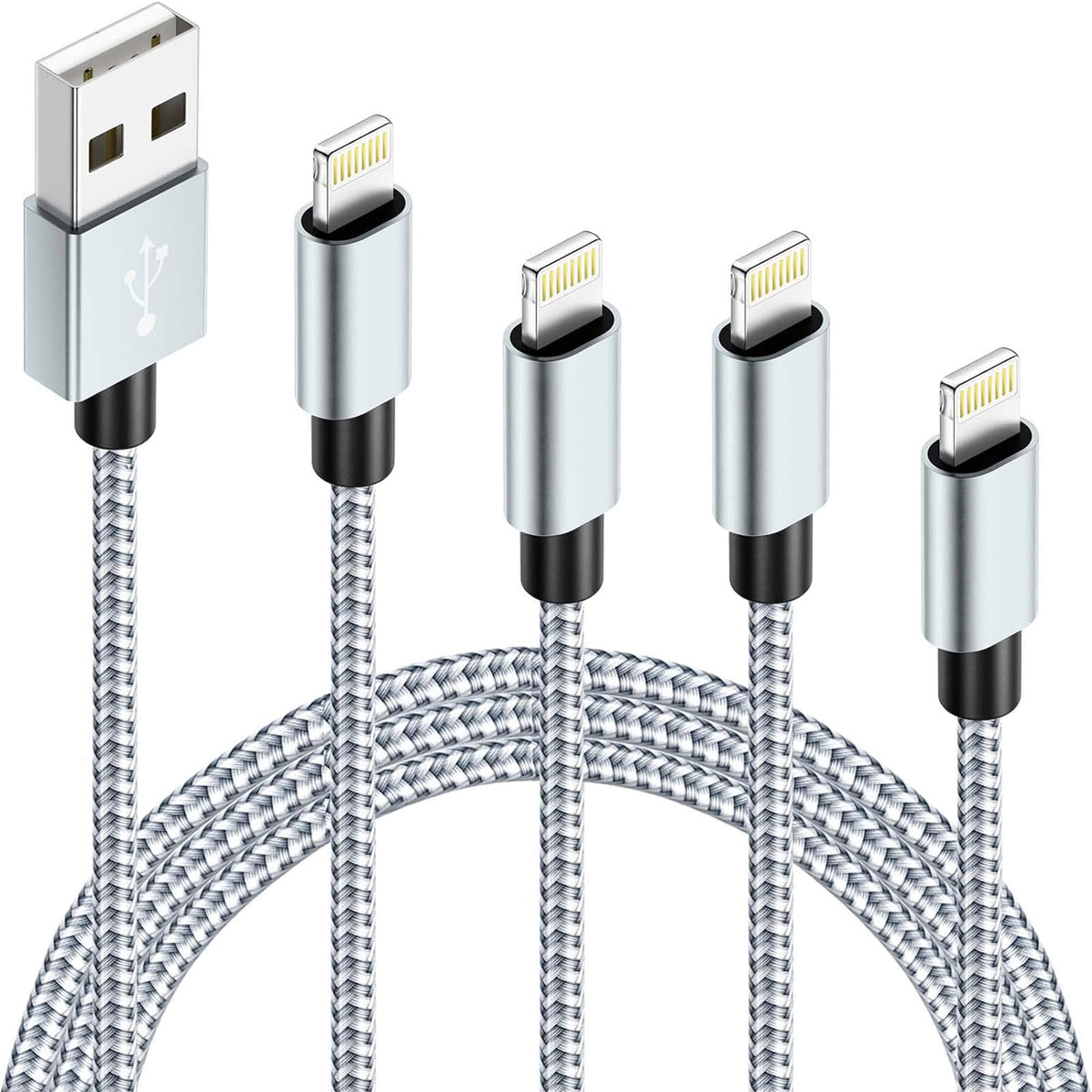 IDISON iphone Charger Cable 4 Pack,MFi Certified Braided Nylon