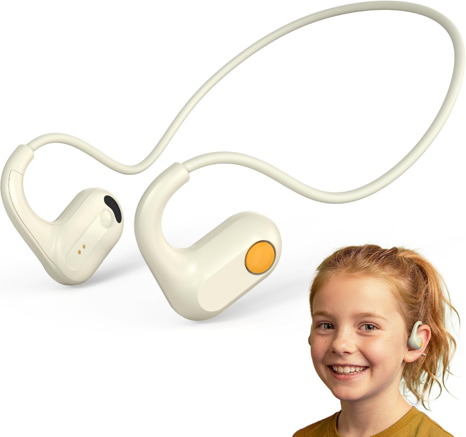 ANCwear Kids Open Ear Headphones, 85dB Volume Limit, Ages 5+ 17g air conduction design with IPX6 water resistance, mic, magnetic charging and 10H battery for school, sports and travel