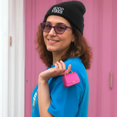 ANCwear Hot Pink Wireless Earbuds, Mini Handbag Charging Case, 22H Playtime Bluetooth 5.3, 13mm Drivers, 3.5g Earbuds, Touch Controls & 26 DIY Stickers for Music, Calls and Gifts