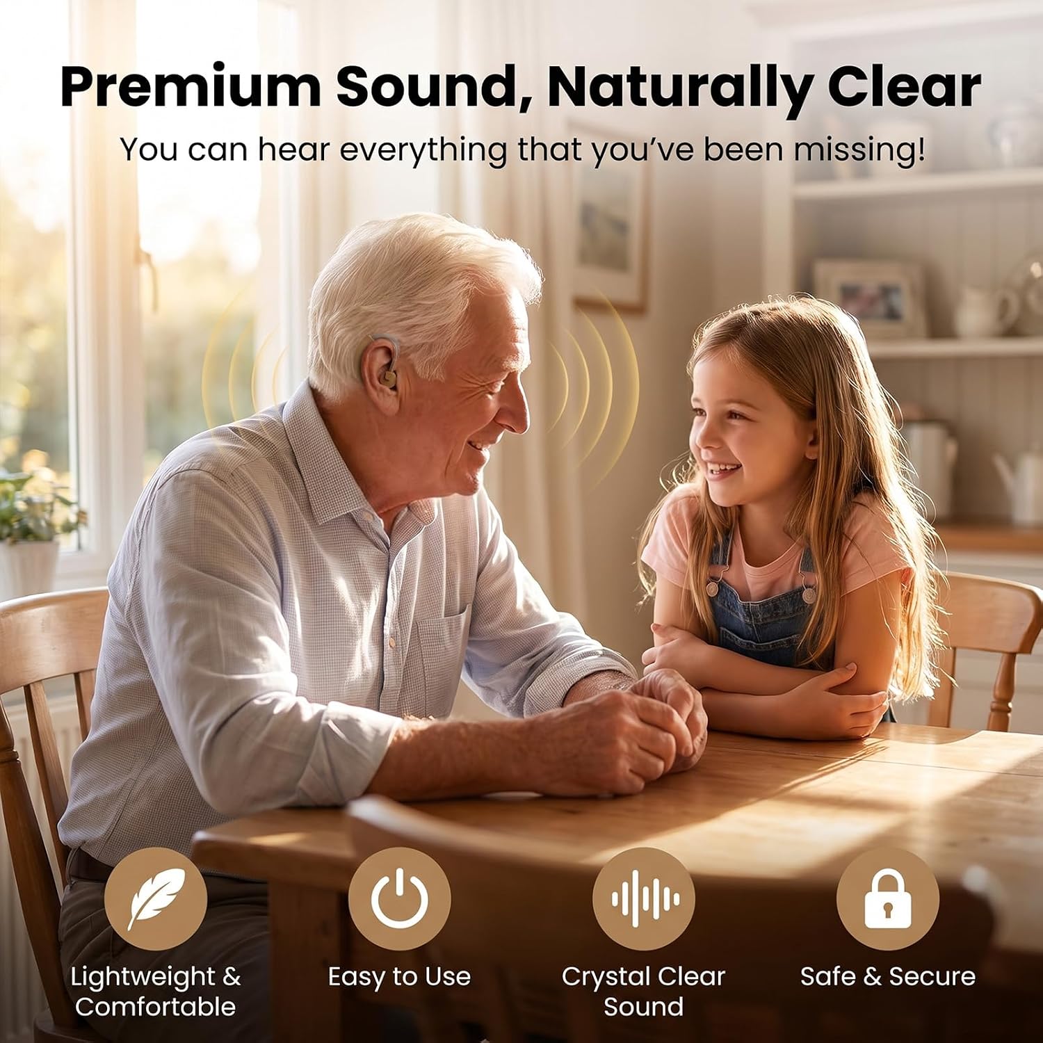 Hearing Amplifier for Seniors, Behind-the-Ear with Volume Control Behind-the-ear sound amplifier with manual volume control, replaceable LR44 battery power and 10 batteries included