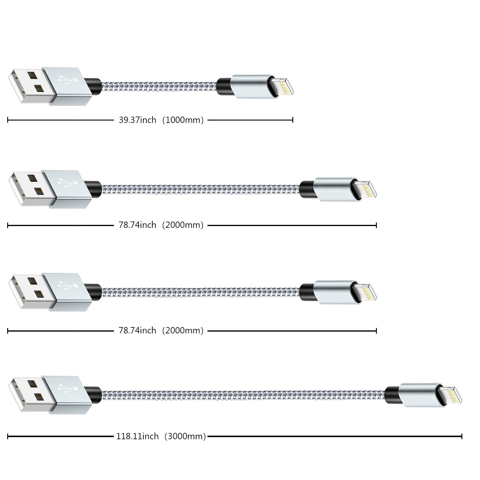 IDISON iphone Charger Cable 4 Pack,MFi Certified Braided Nylon