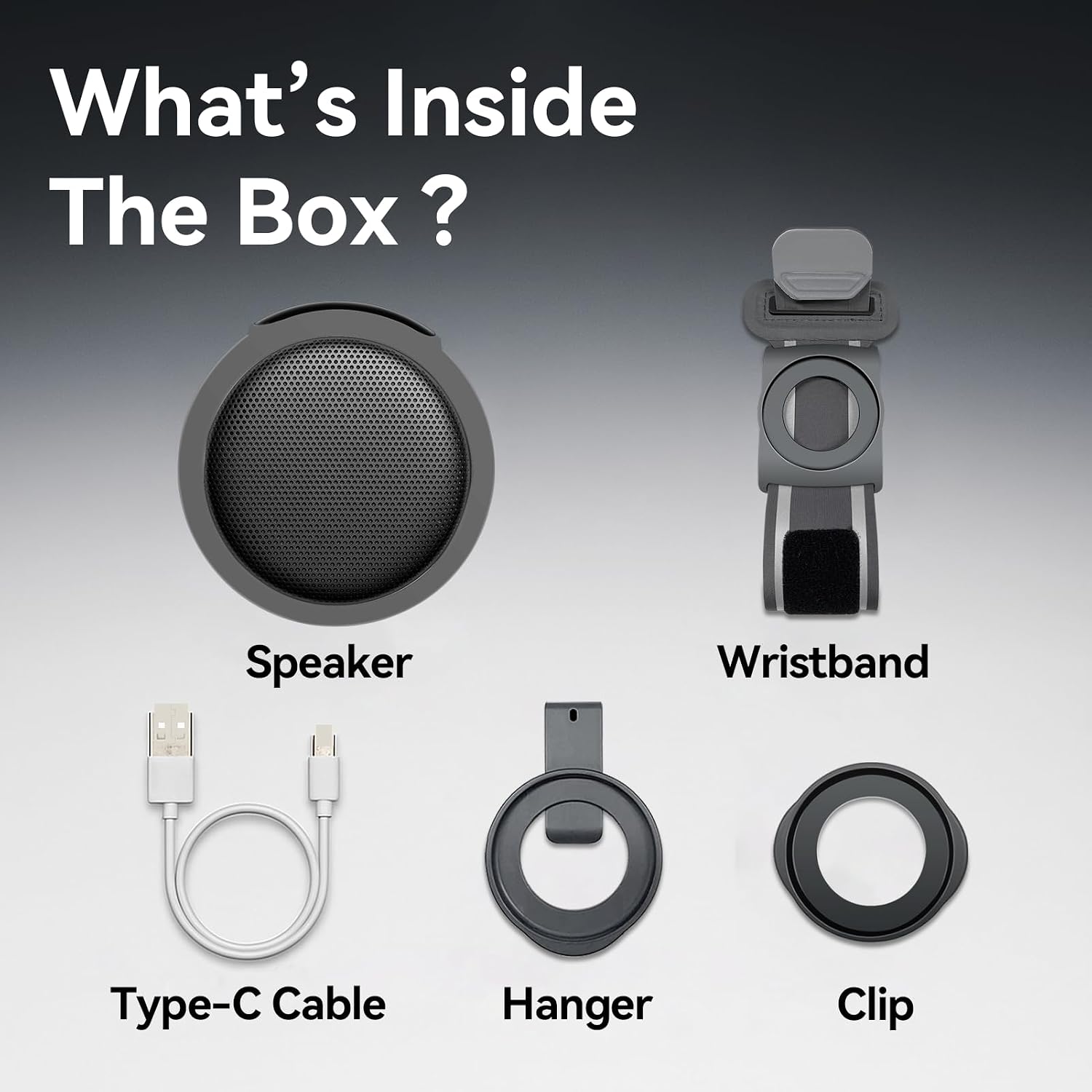 ANCwear Wearable Bluetooth Speaker with Clip, 3-Way Portable Mini Speaker 60g wearable speaker for work, walking and travel with wristband, clip and hanger, IPX6 splash resistance and 9.5H playtime