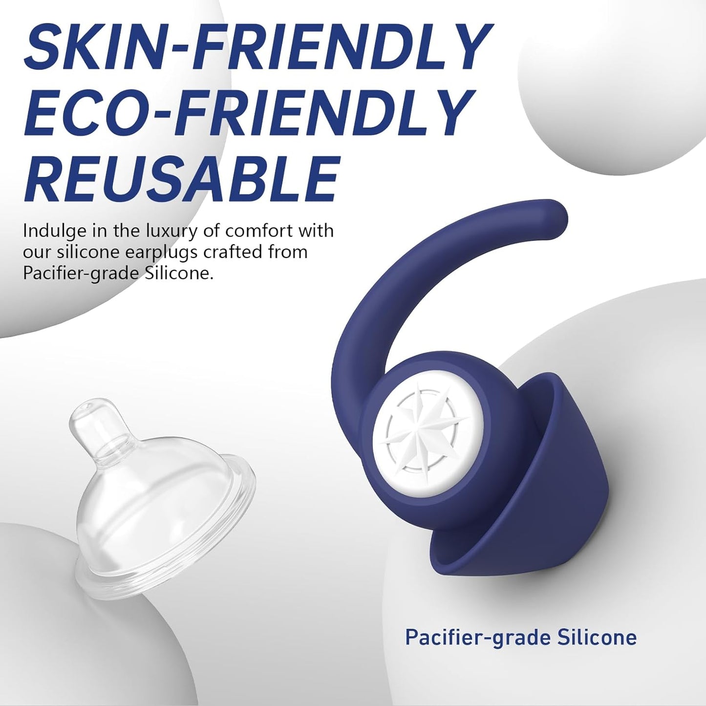 Silicon Ear Plugs for Sleeping，Noise-cancelling,2 Pairs