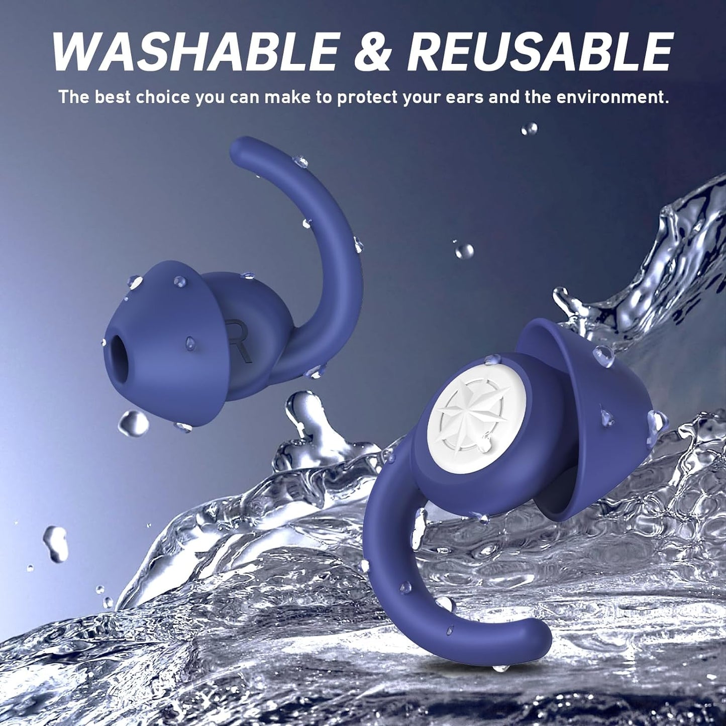 Silicon Ear Plugs for Sleeping，Noise-cancelling,2 Pairs