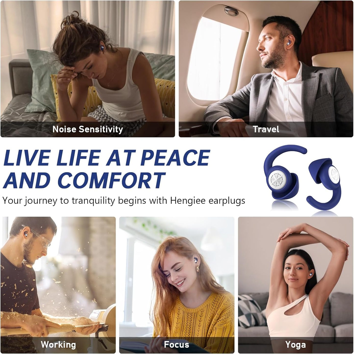 Silicon Ear Plugs for Sleeping，Noise-cancelling,2 Pairs