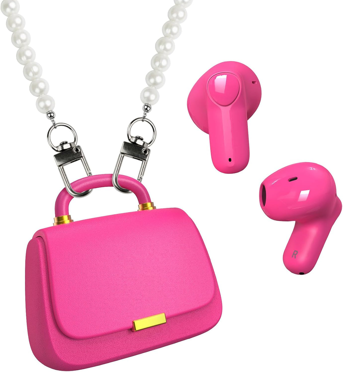 ANCwear Wireless Earbuds with Mini Handbag Case, 22H Playtime, Pearl White Bluetooth 5.3, 13mm drivers, touch controls and DIY stickers for music, calls, travel, everyday wear and gifting