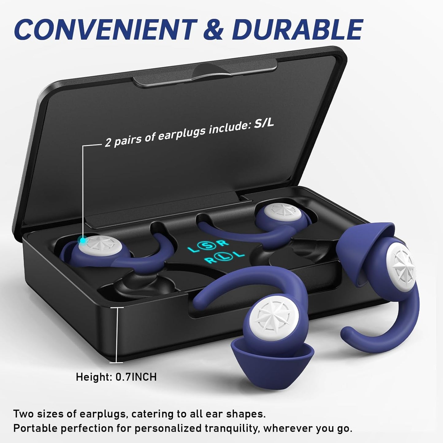 Silicon Ear Plugs for Sleeping，Noise-cancelling,2 Pairs